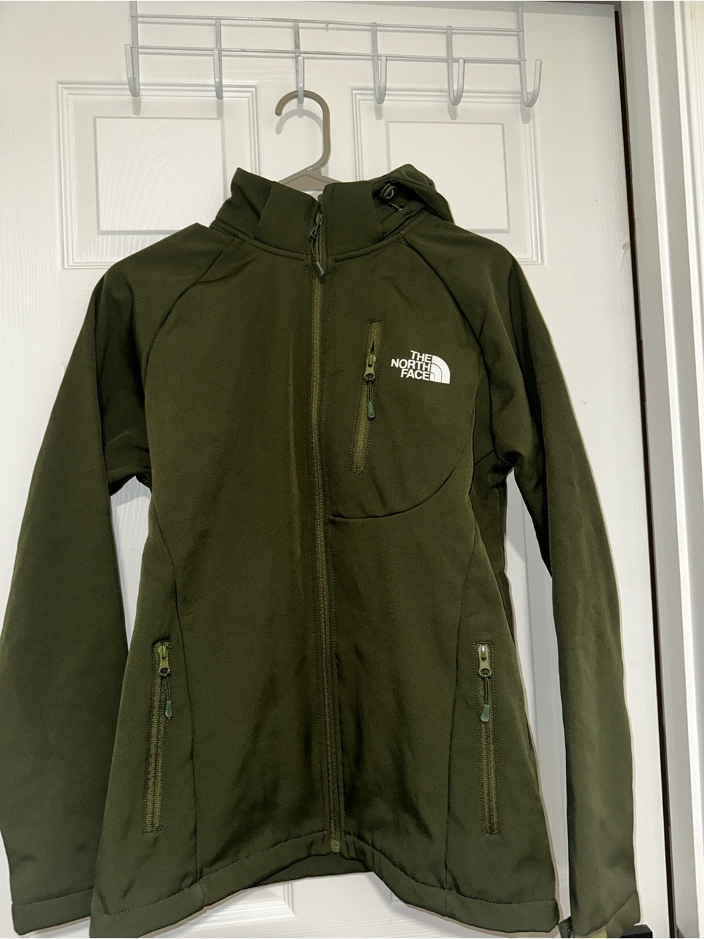 The North Face Olive Green Hooded Softshell Jacket